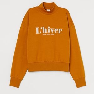 Mock turtleneck mustard sweatshirt